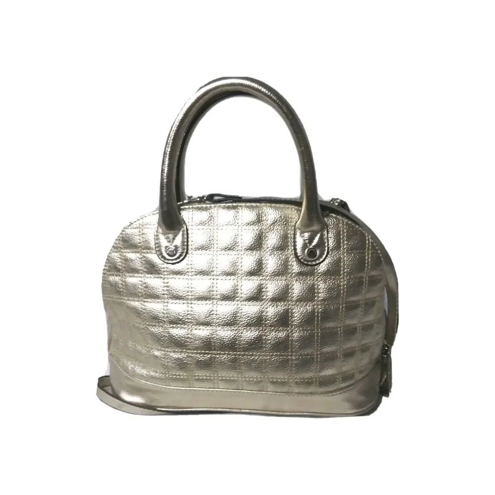 Vintage Tignanello Quilted Leather Handbag Mini Dome Gold Crossbody Bag